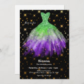 グリッター水彩ドレス 招待状 (正面/裏面)