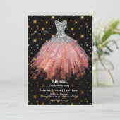 グリッター水彩ドレス 招待状 (スタンド正面)