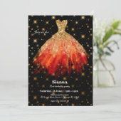 グリッター水彩ドレス 招待状 (スタンド正面)