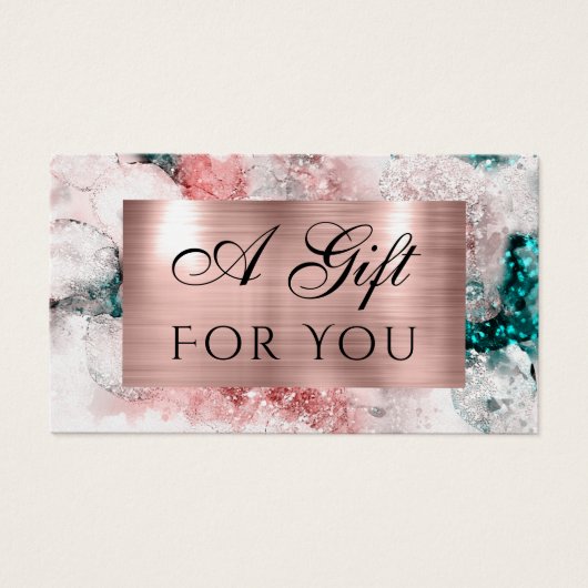 グリッター水彩バラ金ゴールド箔ギフトカード (正面)