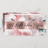 グリッター水彩バラ金ゴールド箔ギフト券 (正面/裏面)