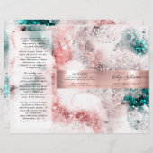 グリッター水彩バラ金ゴールド箔パンフレット (正面/裏面)