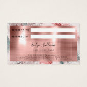 グリッター水彩バラ金ゴールド箔紹介カード (裏面)