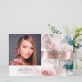 グリッター水彩バラ金ゴールド箔2折パンフレット (スタンド正面)