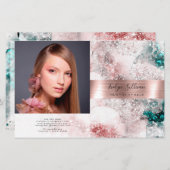 グリッター水彩バラ金ゴールド箔2折パンフレット (正面/裏面)