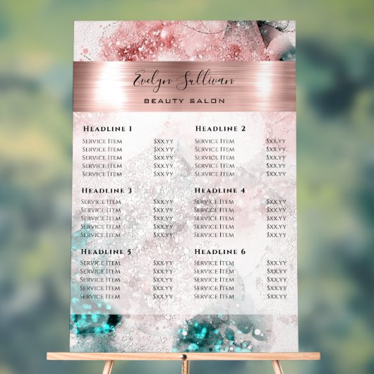 グリッター水彩バラ金箔の価格表 アクリルサイン (ニュートラル)