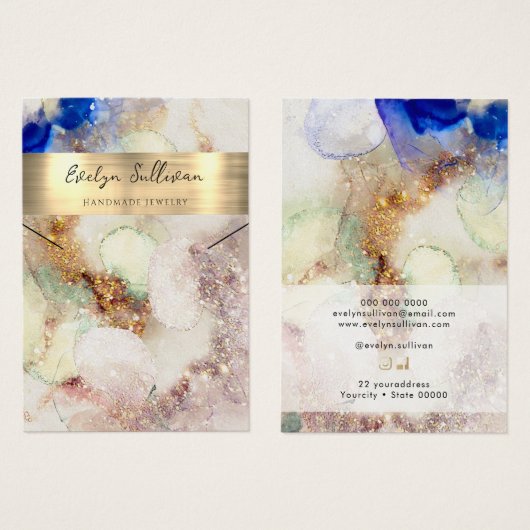 グリッター水彩フェイクネックレス表示カード (正面&裏面)