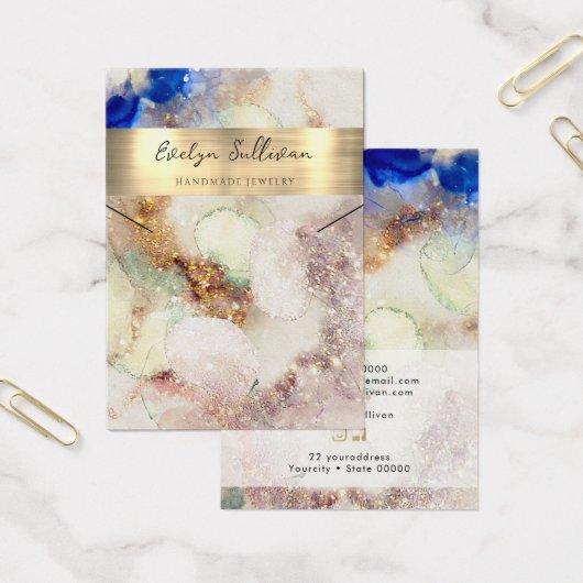 グリッター水彩フェイクネックレス表示カード (オフィス)