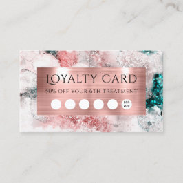 グリッター水彩ローズゴールドホイルロイヤリティカード 名刺