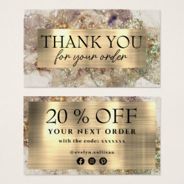 グリッター水彩及び箔割引カード