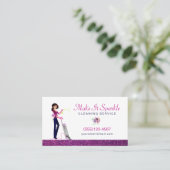 グリッター水彩漫画メイド清掃サービス 名刺 (スタンド正面)