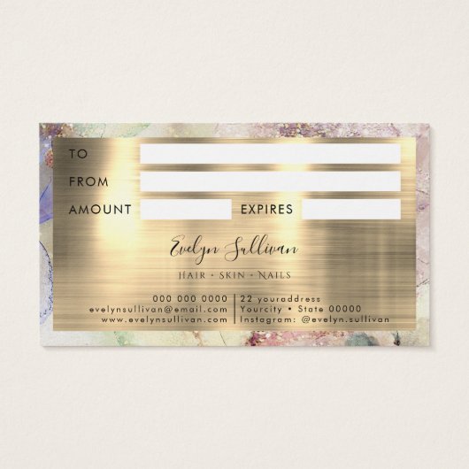 グリッター水彩金箔ギフトカード (裏面)