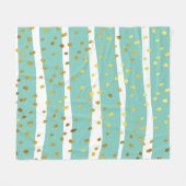 グリッター水玉模様ストライプとイラストレーションパター フリースブランケット (正面(横))