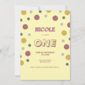 グリッター水玉模様1st誕生日 招待状 (正面)