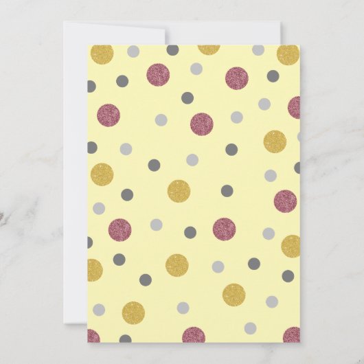 グリッター水玉模様1st誕生日 招待状 (裏面)