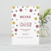 グリッター水玉模様1st誕生日 招待状 (スタンド正面)