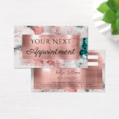 グリッター水色バラ金ゴールド箔アポイントメントカード (デスク)