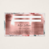 グリッター水色バラ金ゴールド箔アポイントメントカード (裏面)