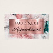 グリッター水色バラ金ゴールド箔アポイントメントカード (正面)