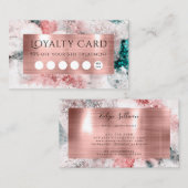 グリッター水色バラ金ゴールド箔ロイヤリティカード 名刺 (正面/裏面)