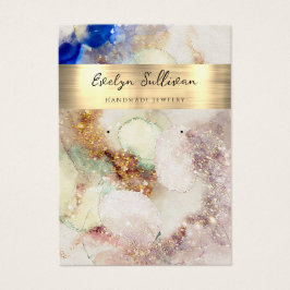グリッター水色金ゴールド箔ジュエリー表示カード