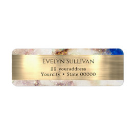 グリッター水色金ゴールド箔差出人住所ラベル ラベル