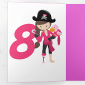 グリッター海賊少女8誕生日 三つ折りカード (内部最初)