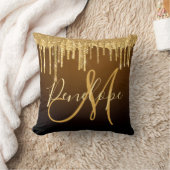 グリッター滴下エレガントモノグラム クッション (ブランケット)