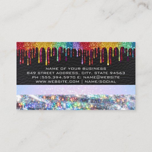 グリッター滴 |レザー《写真》ぼけ味 |ファッション 名刺 (裏面)