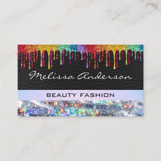 グリッター滴 |レザー《写真》ぼけ味 |ファッション 名刺 (正面)