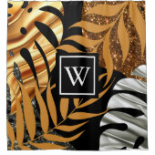 グリッター熱帯フローラ シャワーカーテン (正面)