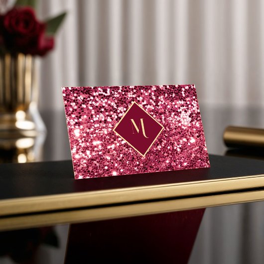 グリッター王室の赤の幾何学的金ゴールドフレスタイリッシューム 名刺