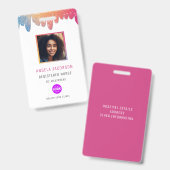 グリッター登録モダンナース写真 バッジ (Front & Back)