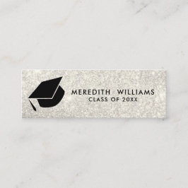 グリッター白のグラッドキャップ卒業用インサート スキニー名刺