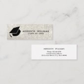 グリッター白のグラッドキャップ卒業用インサート スキニー名刺 (正面/裏面)