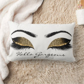 グリッター白黒アイズメイクアップレイズゴージャス ランバークッション (ブランケット)