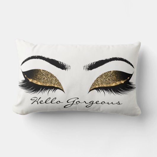 グリッター白黒アイズメイクアップレイズゴージャス ランバークッション (正面)