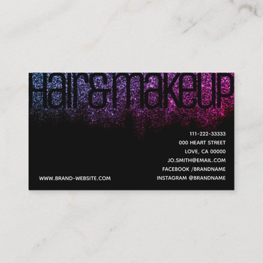 グリッター白黒レインボースパークルはっきりしたフォントグラム 名刺 (裏面)