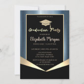 グリッター目盛りキャップ、ブルーメタリック 招待状 (正面)