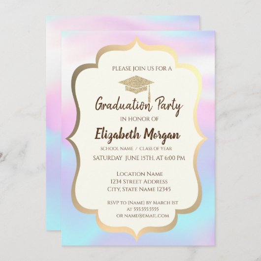 グリッター目盛キャップ型ホログラフィック目盛り部 招待状 (正面/裏面)