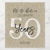 グリッター祝50結婚周年 ワインラベル (シングルラベル)