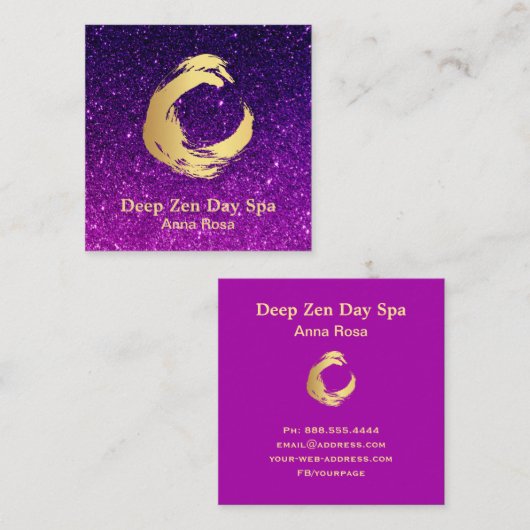 *~*グリッター禅霊気金ゴールドブラシ スクエア名刺 (正面/裏面)