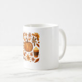 グリッター秋フローラパンプキンサンクスギビング コーヒーマグカップ (正面右)