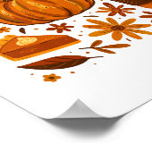 グリッター秋フローラパンプキンサンクスギビング ポスター (角)