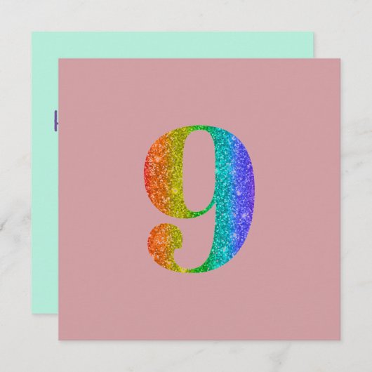 グリッター第9誕生日カスタム模擬グリッター シーズンカード (正面/裏面)