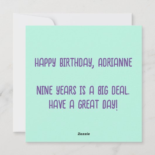 グリッター第9誕生日カスタム模擬グリッター シーズンカード (裏面)