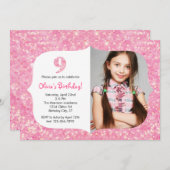 グリッター第9誕生日招待状 招待状 (正面/裏面)