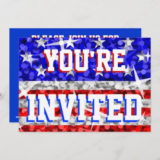 グリッター米国の「招待されました」の招待 招待状 (正面/裏面)