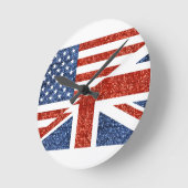 グリッター米国uk ラウンド壁時計 (傾斜)
