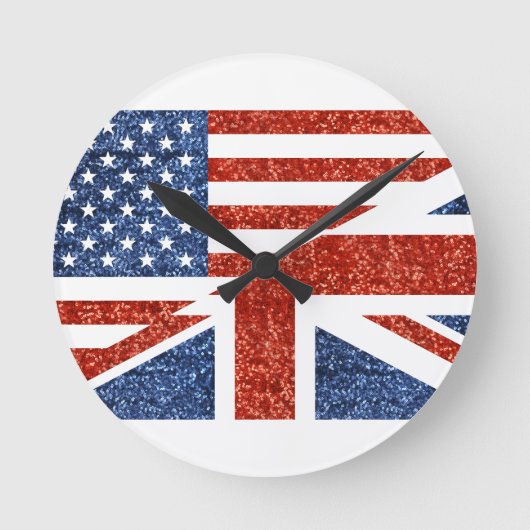 グリッター米国uk ラウンド壁時計 (正面)